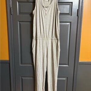 LOGO by Lori Goldstein Sleeveless Beige Jumpsuit
